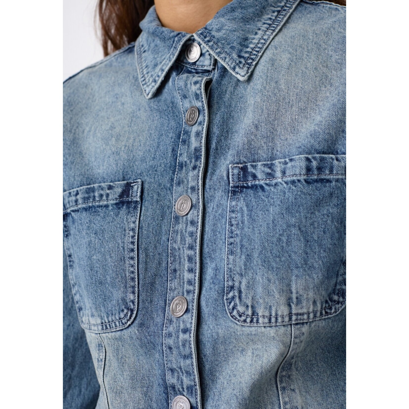 Sisters Point Fiora denim blouse blauw