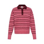 ICHI Ihsage gebreide polo trui roze streep