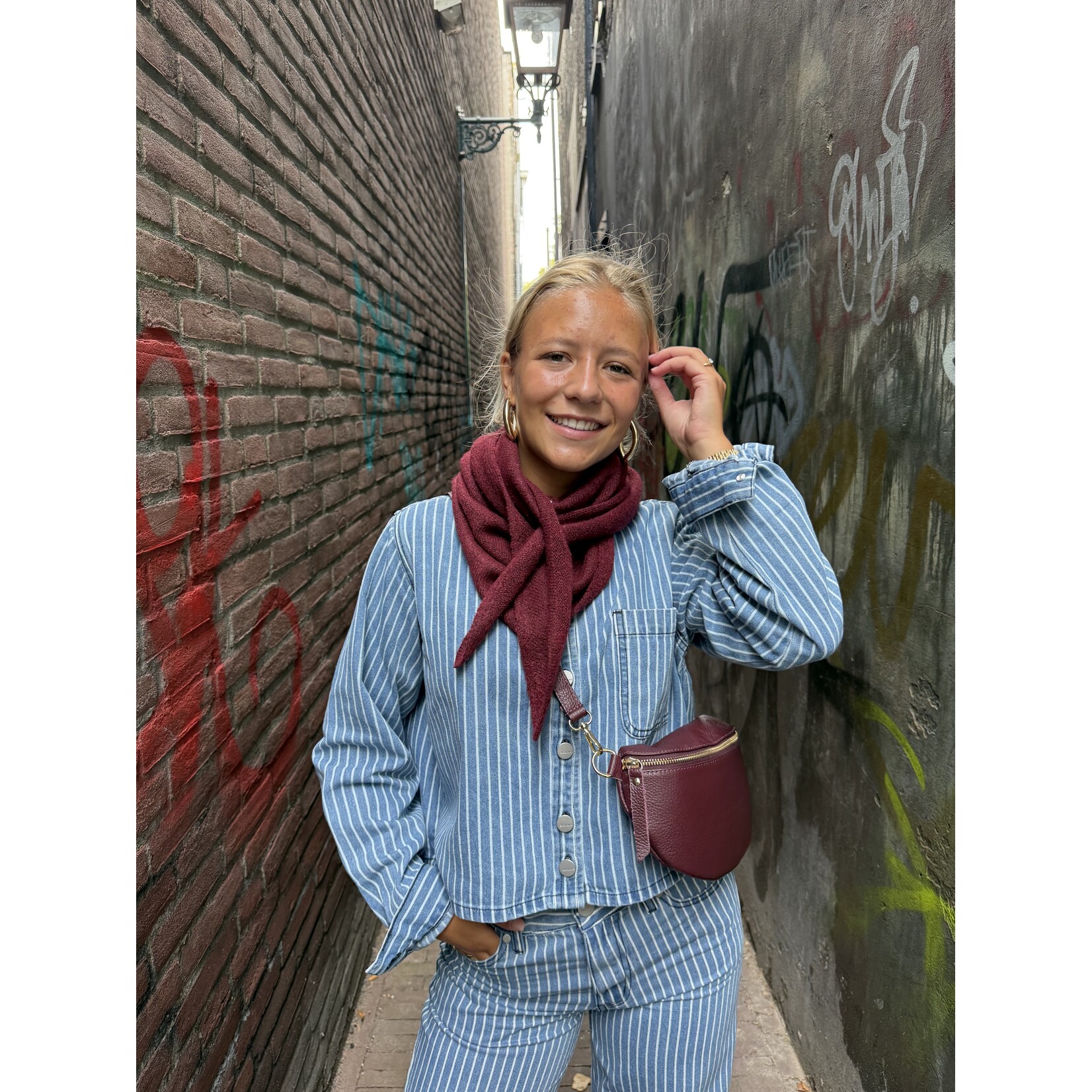 24Colours 24Colours blouse Roos streep denim
