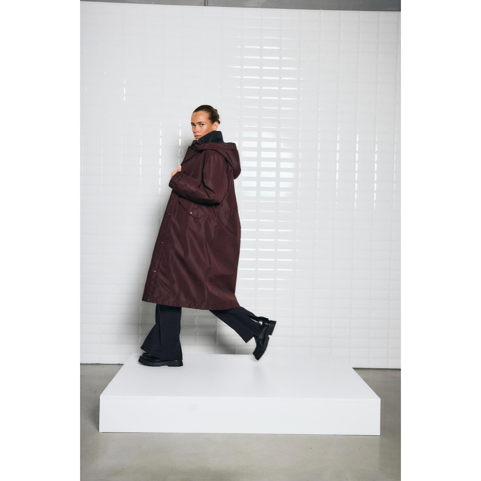 With Black WithBlack brooklyn parka jas wijn rood