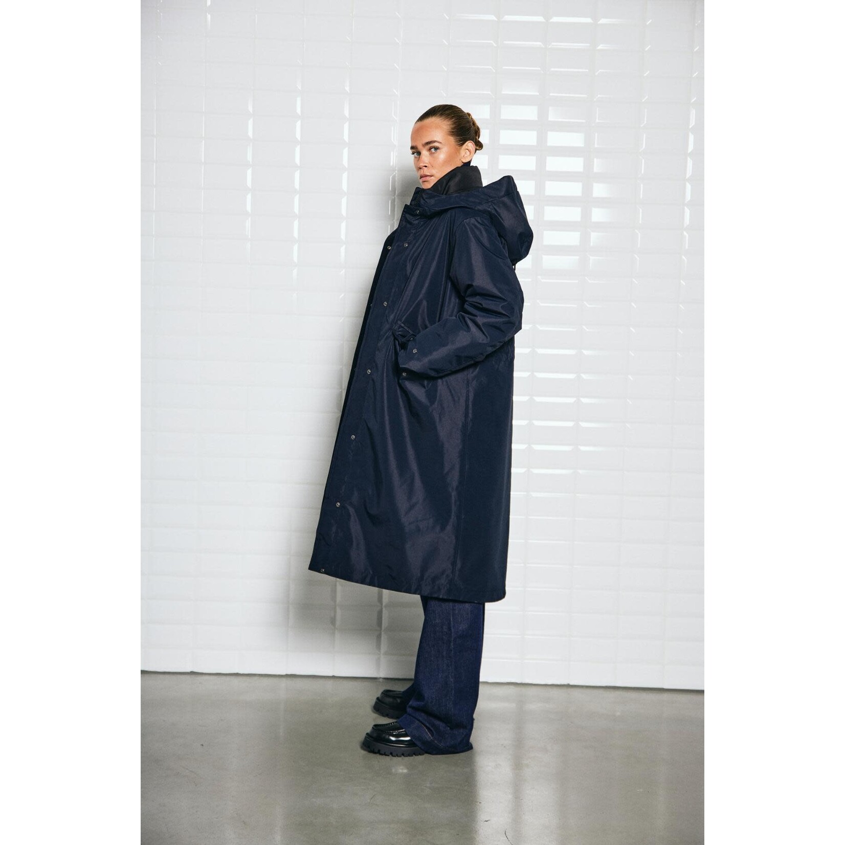 With Black With Black brooklyn parka jas donker blauw