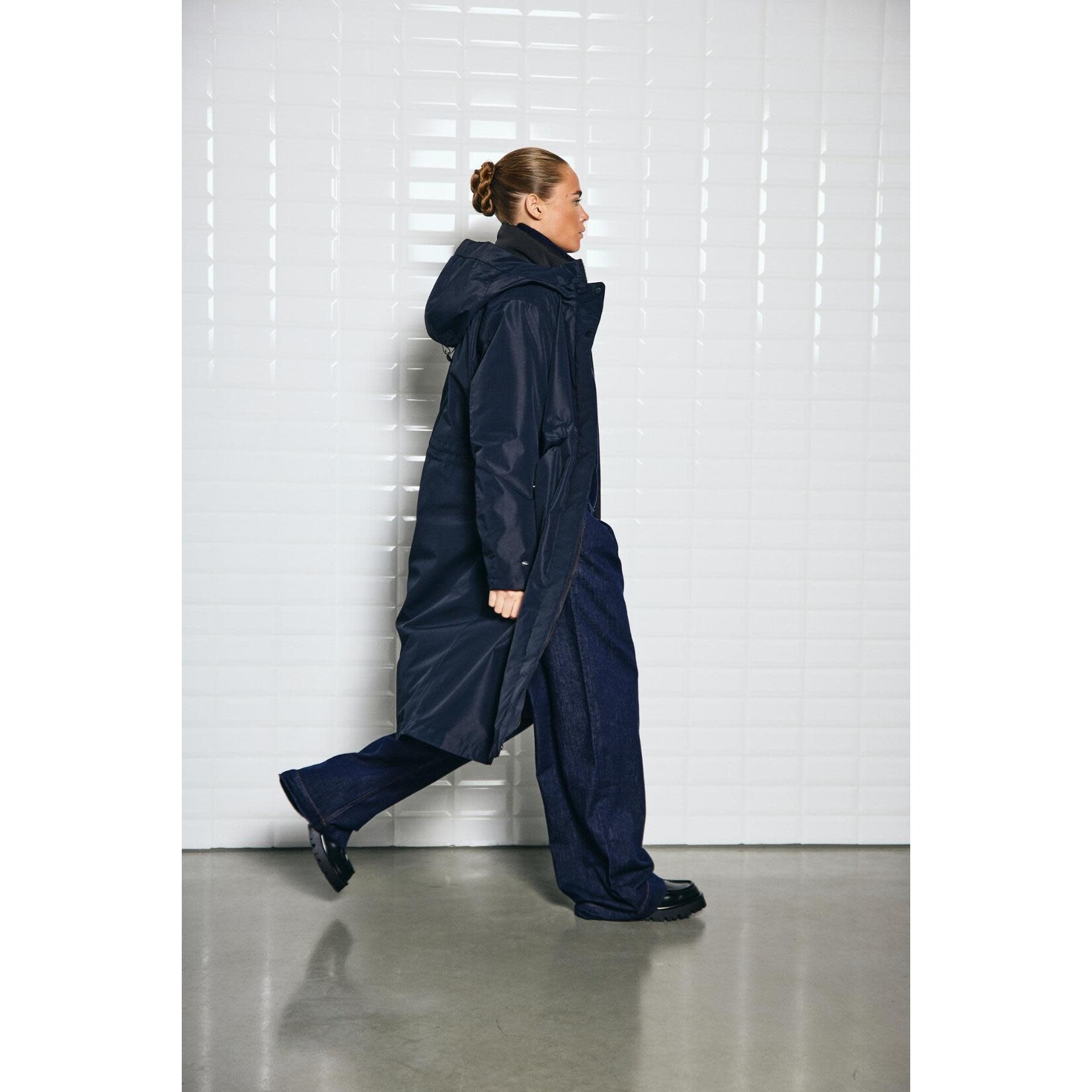 With Black With Black brooklyn parka jas donker blauw