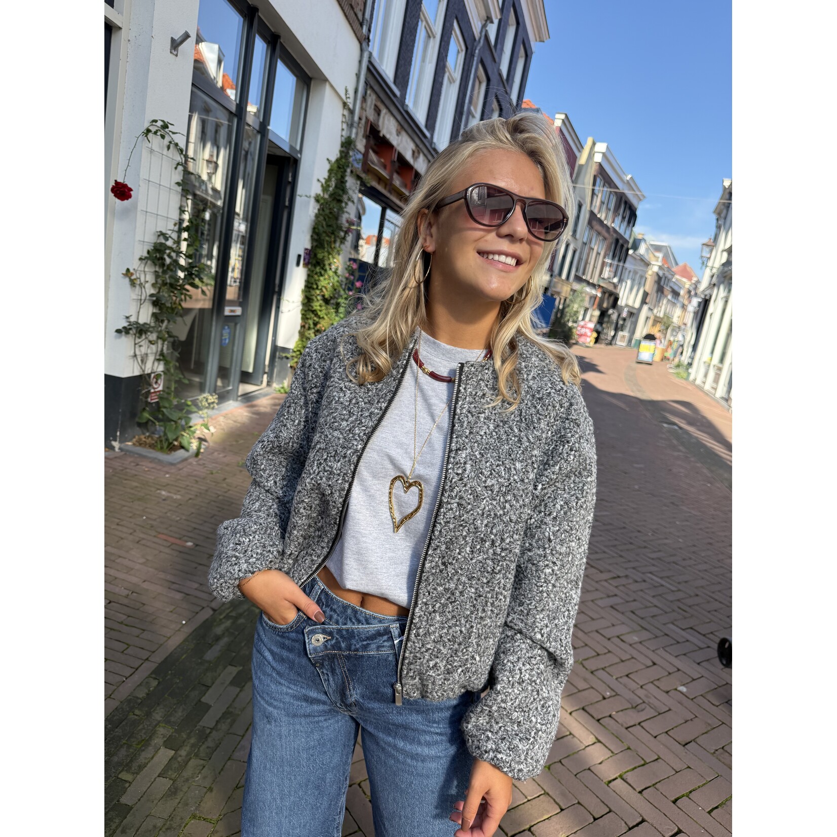 24Colours 24Colours jasje Sanne grijs