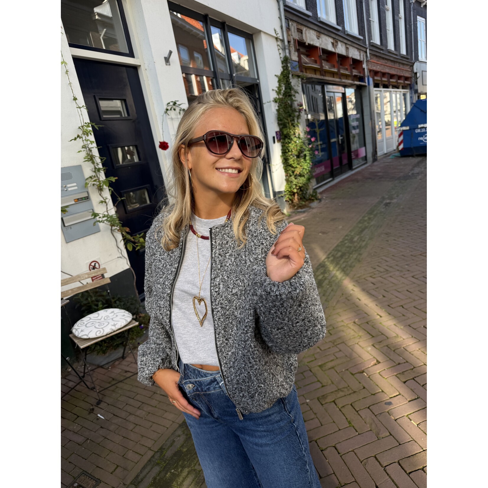 24Colours 24Colours jasje Sanne grijs