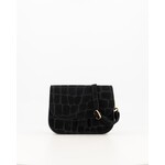 Leren tas Flora zwart croco