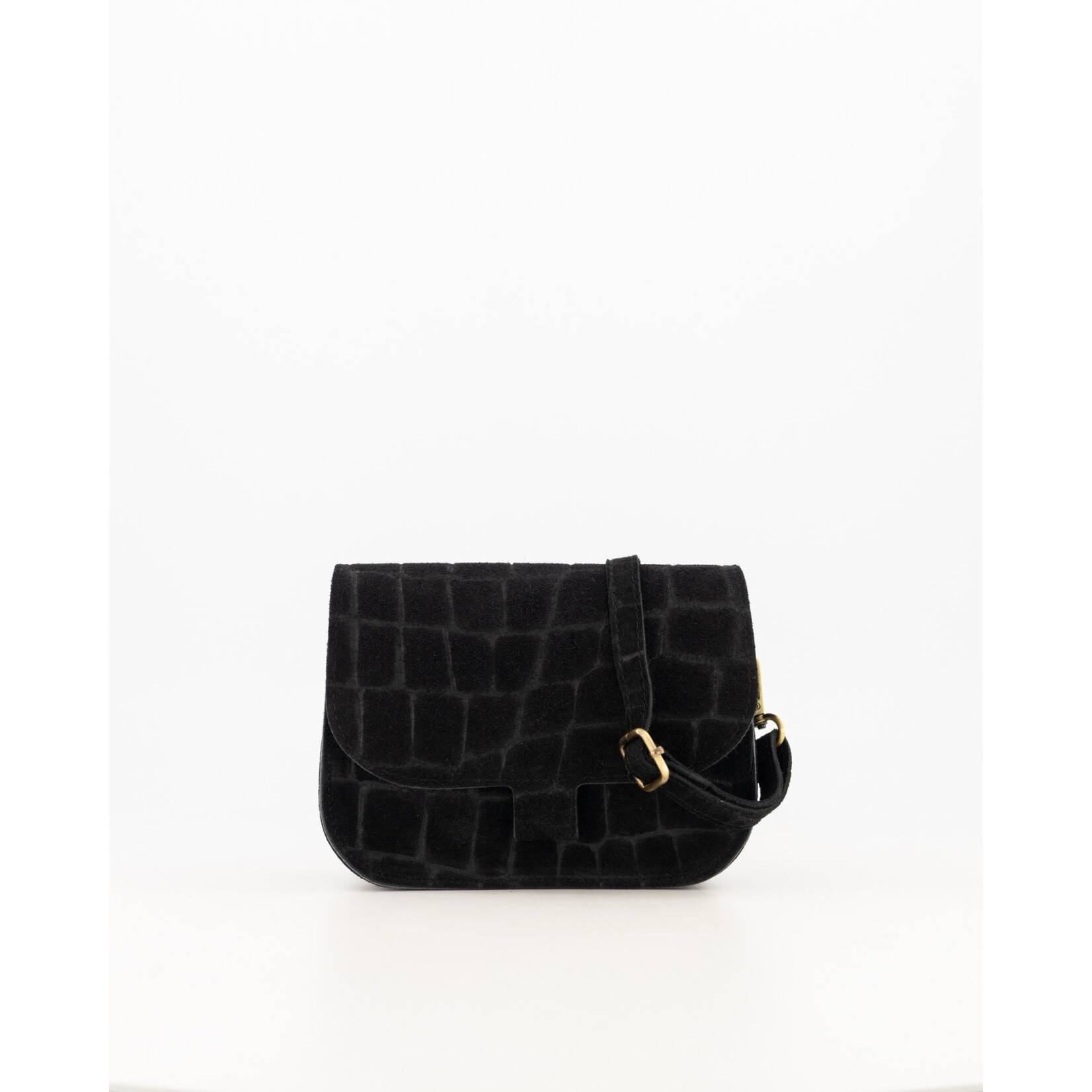 Leren tas Flora zwart croco
