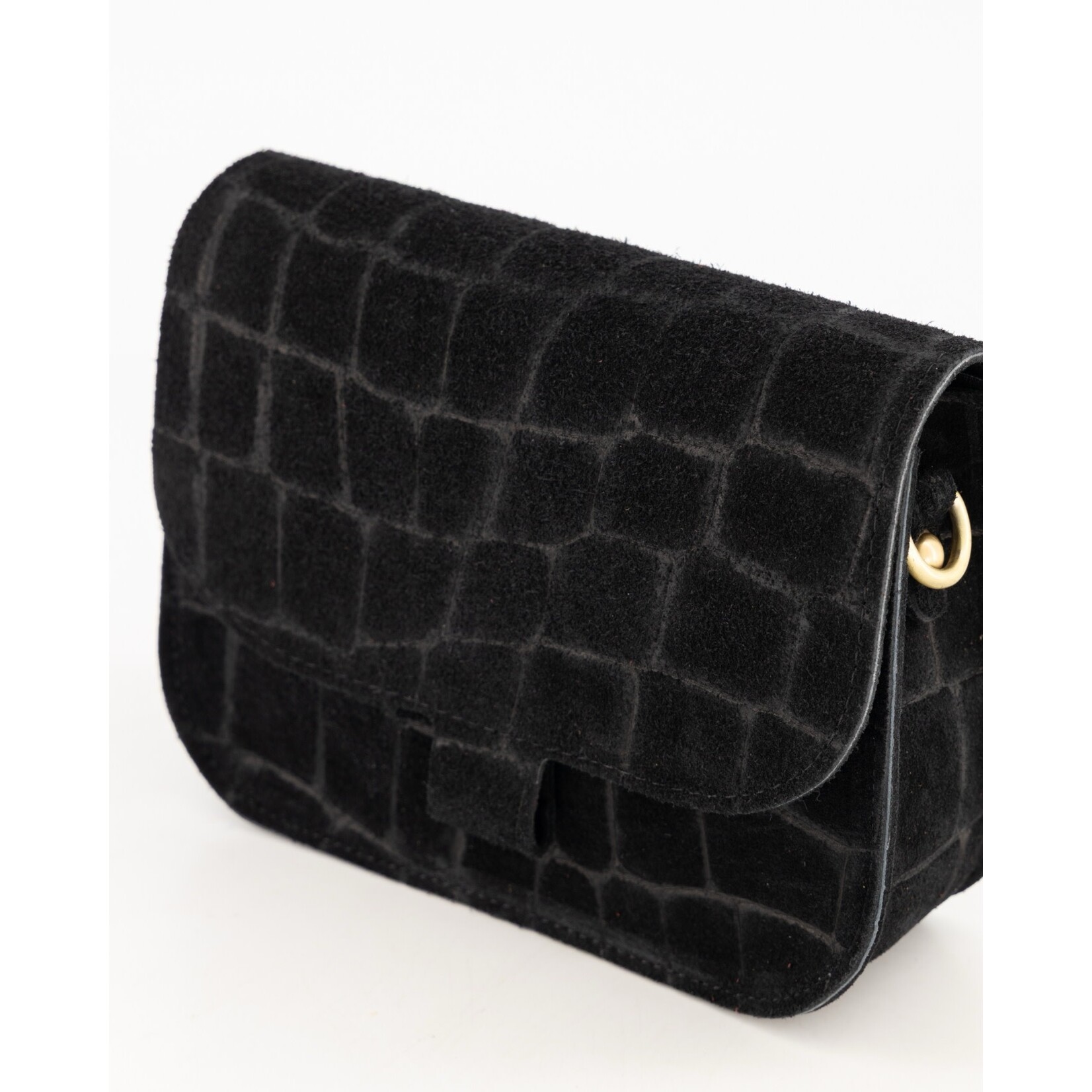 Leren tas Flora zwart croco