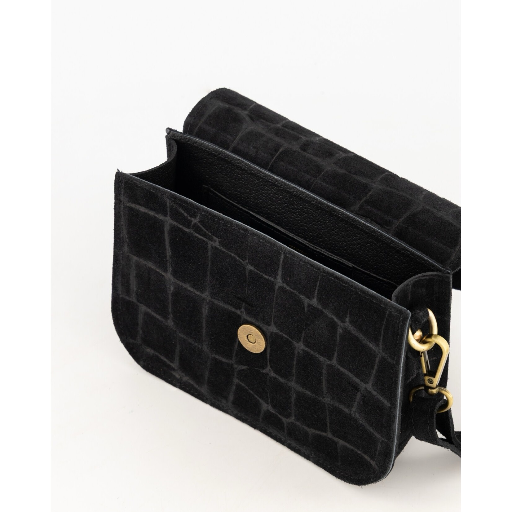 Leren tas Flora zwart croco