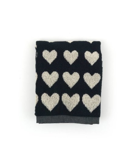 Bunzlau Castle keukendoek Hearts Black 53x60