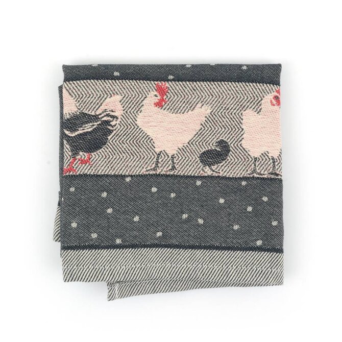 Bunzlau Castle Chickens theedoek 65x65 Black Bunzlau Castle Chickens theedoek 65x65 Black
