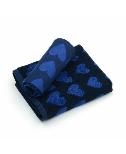 Bunzlau Castle keukendoek Hearts Dark Blue 53x60