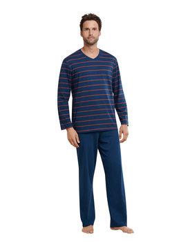 Schiesser Pyjama 159622 heren blauw/rood
