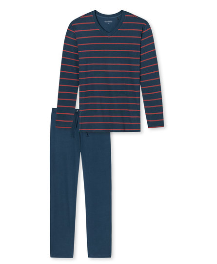 Schiesser Pyjama 159622 heren blauw/rood