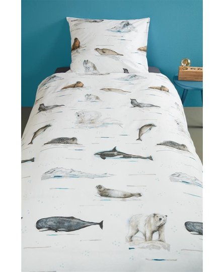 Beddinghouse Kids Polar Animals Dekbedovertrek - Grijs 120 x 150