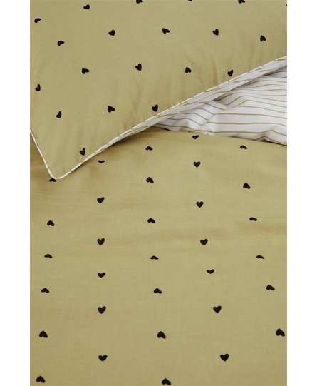 vtwonen Striped Hearts Dekbedovertrek - Geel 140x200/220