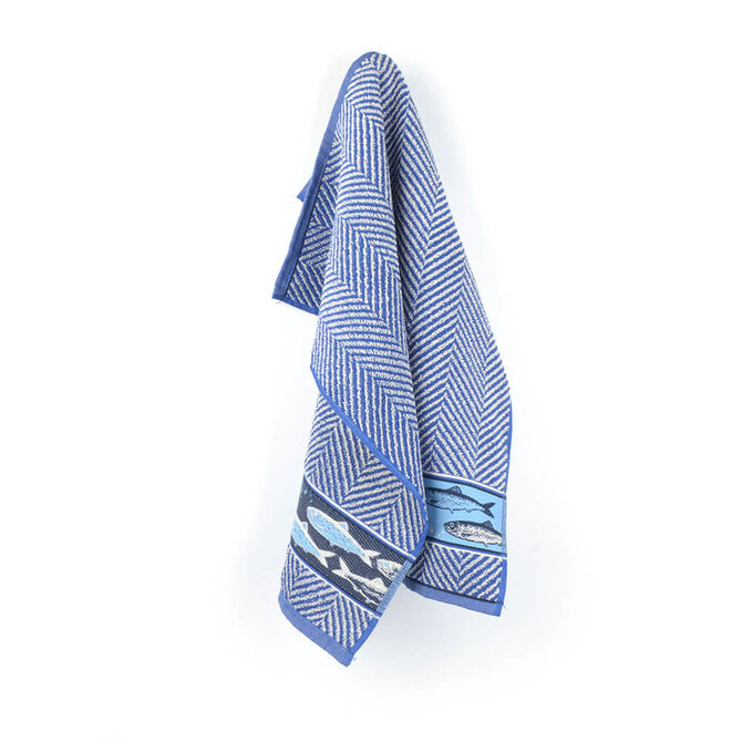 Bunzlau Castle keukendoek Fish royal blue