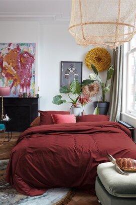 At Home by BeddingHouse Tender Dekbedovertrek  Donker Rood 140 x 200/220 cm