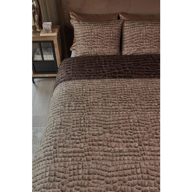 Rivièra Maison Croco Dekbedovertrek - Bruin 200 x 200/220 cm + 2x 60 x 70 cm