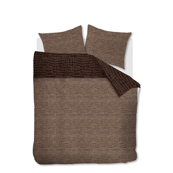 Rivièra Maison Croco Dekbedovertrek - Bruin 200 x 200/220 cm + 2x 60 x 70 cm