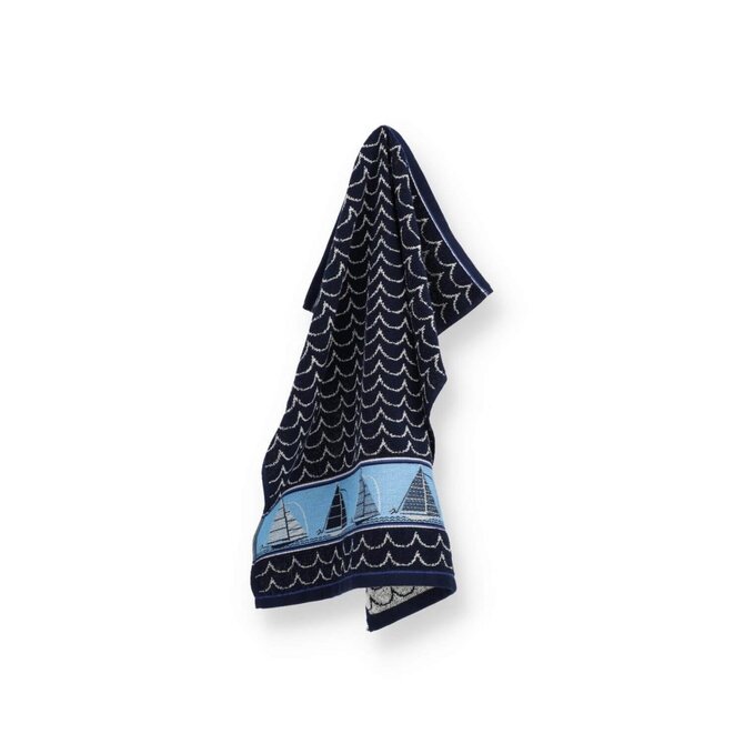 Bunzlau Castle theedoek Boat dark blue 65x65