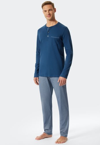 Schiesser Schiesser Pyjama lang blue 176684 48/S