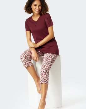 Schiesser Pyjama 3/4, korte mouw plum 176994 38/M