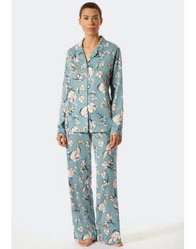 Schiesser Pyjama lang bluegrey 176983 40/L