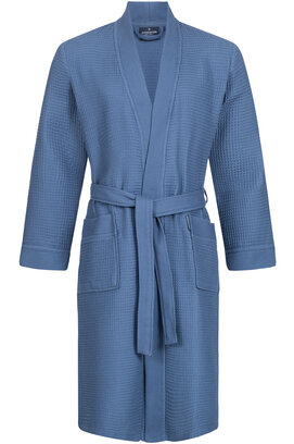 Morgenstern badjas Luca wafelstof Kimono 120cm Jeans blauw XXL