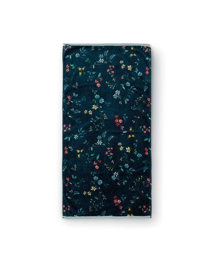 Pip Studio Les Fleurs Badhanddoek - Donkerblauw 70 x 140 cm