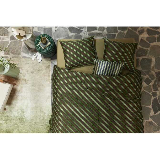 vtwonen Dekbedovertrek Diagonal Green   240x200/220 cm vtwonen Dekbedovertrek Diagonal Green   240x200/220 cm
