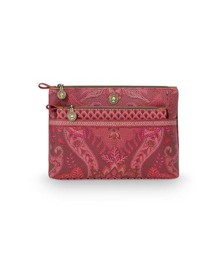 Pip Cosmetic Bag Combi Kyoto Festival Dark Pink 26x18x7.5cm/22x13x1cm