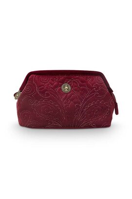 Pip Studio Cooper Cosmetic Purse Small Velvet Quiltey Days Red 19x12x8.5 cm