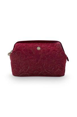 Pip Studio Cooper Cosmetic Purse Extra Large Velvet Quiltey Days Red 30x20.7x13.8 cm