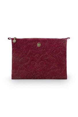 Pip Cosmetic Flat Pouch Large Velvet Quiltey Days Red 30x22x1cm