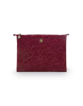 Pip Cosmetic Flat Pouch Large Velvet Quiltey Days Red 30x22x1cm