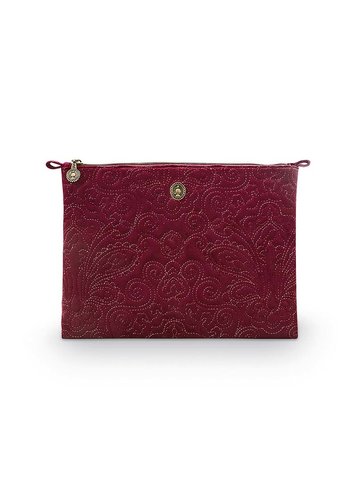 Pip Studio Platte Make-up tas - Velvet Quiltey Days - Rood - 30x22x1cm