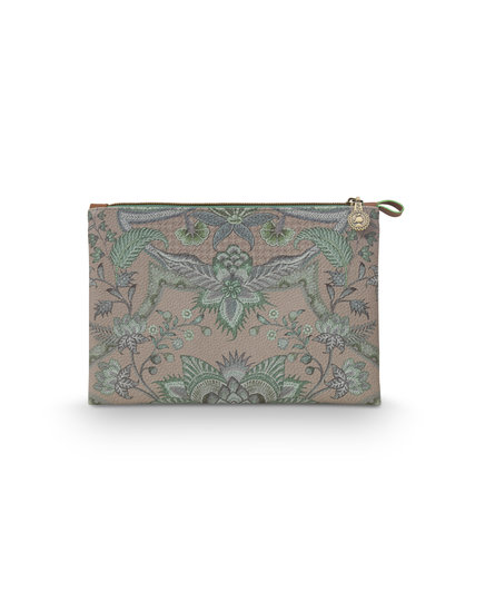 Pip Cosmetic Flat Pouch Medium Kyoto Festival Green 24x15.5x1cm