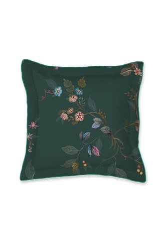 Pip Studio Pip Studio Kawai Flower Square Cushion Dark Green 45x45 cm