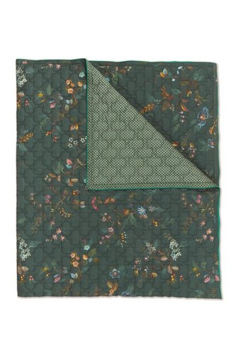 Pip Studio Kawai Flower dark green quilt - 220x260 cm