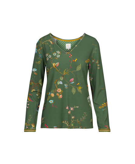 Pip Studio Trice Long Sleeve Kawai Flower Dark Green M