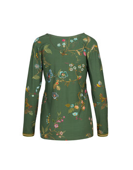 Pip Studio Trice Long Sleeve Kawai Flower Dark Green M