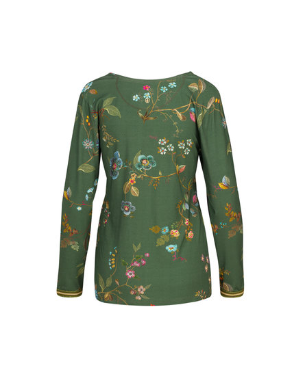 Pip Studio Trice Long Sleeve Kawai Flower Dark Green M