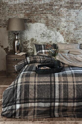 Rivièra Maison Rivièra Maison Cozy Check Dekbedovertrek Brown 140x200/220 afbeelding