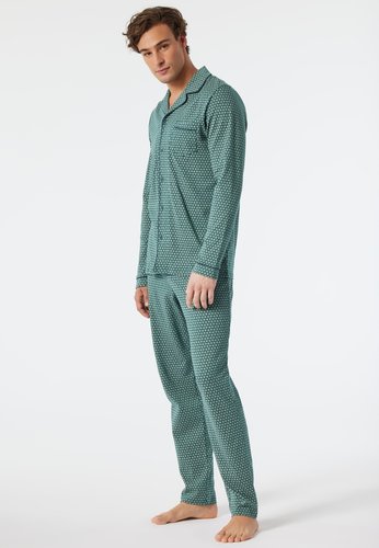 Schiesser Schiesser Pyjama Long dark green 178112 56/XXL