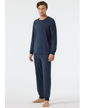 Schiesser Pyjama Long dark blue 178114 54/XL