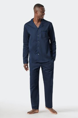 Schiesser Pyjama Long dark blue 178337 54/XL