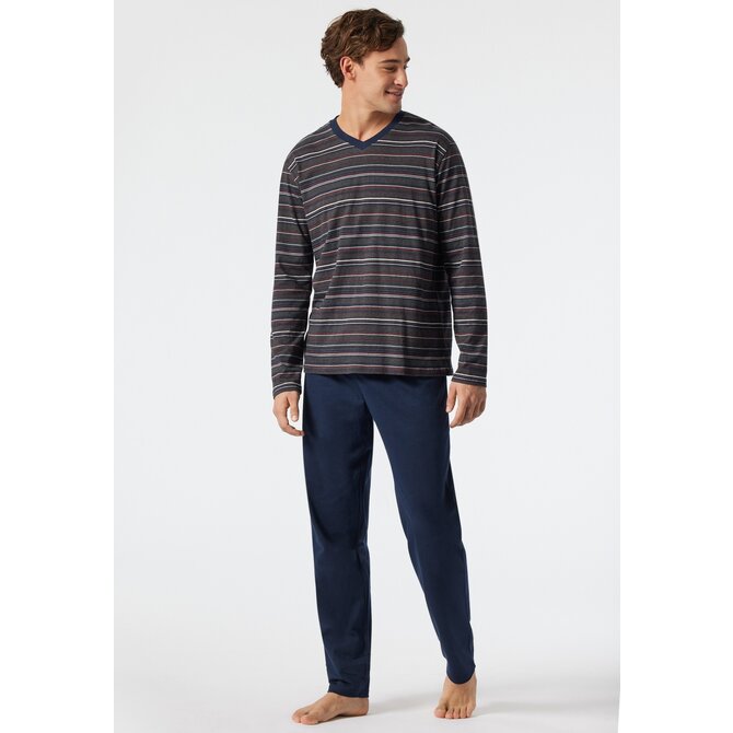 Schiesser Pyjama Long dark grey mel. 178103 56/XXL
