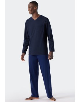 Schiesser Pyjama Long royal blue 178096 50/M