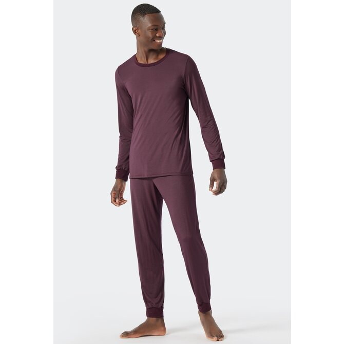 Schiesser Pyjama Long wine red 178032 50/M