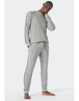 Schiesser Pyjama Long grey melange 178036 48/S